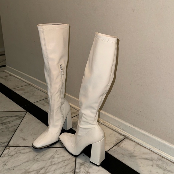 DollsKill White Tall Boots Faux Leather - Picture 3 of 3